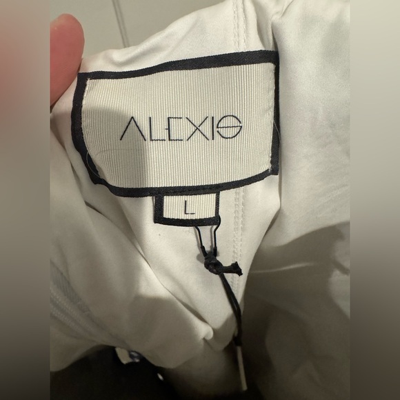 Alexis Navy and White Asymmetrical Dress with Embroidery - Picture 3 of 9